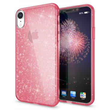 Coque iPhone XR Glitter Protect Rose