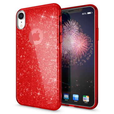 Coque iPhone XR Glitter Protect Rouge