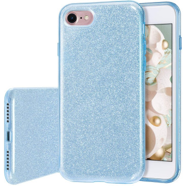 Coque iPhone SE 2022 Glitter Protect Bleu