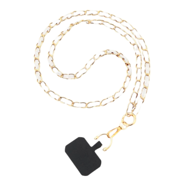 Necklace-Chaîne Cuir avec Pad Universel-1.2m-White/Gold