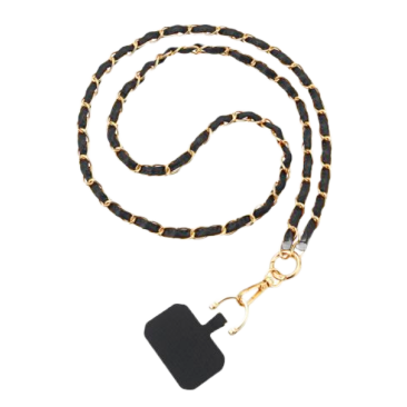 Necklace-Chaîne Cuir avec Pad Universel-1.2m-Black/Gold