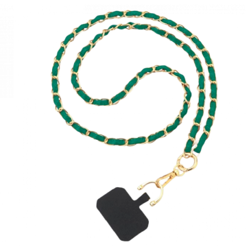 Necklace-Chaîne Cuir avec Pad Universel-1.2m-Green/Gold