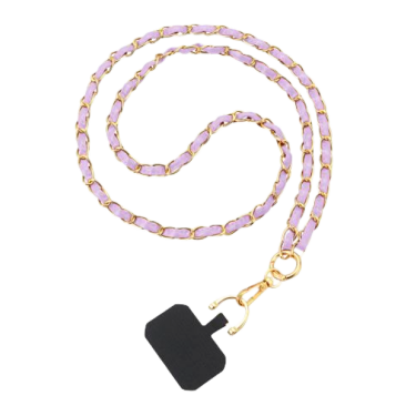 Necklace-Chaîne Cuir avec Pad Universel-1.2m-Purple/Gold