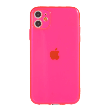 Coque iPhone 12 Clear Hybrid Fluo Rose