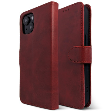 Etui iPhone 15 Leather Wallet-Rouge