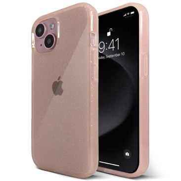 Coque iPhone 15 No Shock Glitter Cherry Pink