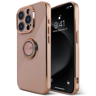 Coque iPhone 15 Pro Luxury Ring Pink