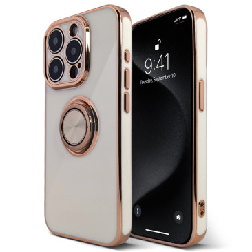 Coque iPhone 14 Pro Luxury Ring White