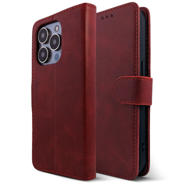Etui iPhone 15 Pro Leather Wallet-Rouge