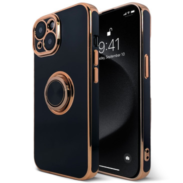 Coque iPhone 15 Luxury Ring Black