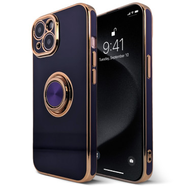 Coque iPhone 14 Plus Luxury Ring Deep Purple