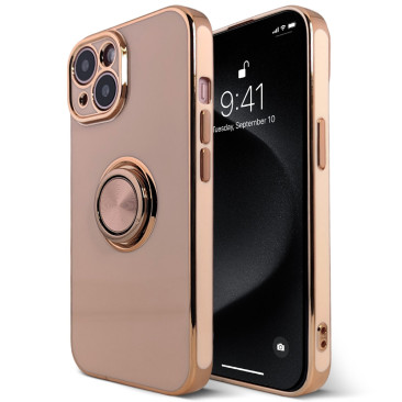 Coque iPhone 15 Plus Luxury Ring Pink