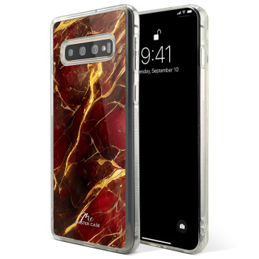 Coque Huawei Honor 10 Lite Marbre Rouge et Doré 3 Grip Antichoc Translucide