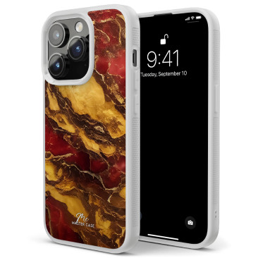 Coque iPhone 6 Plus Marbre Rouge et Doré 4 Grip Antichoc Translucide