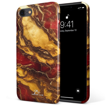 Coque iPhone 6S Plus Marbre Rouge et Doré 4 Slim Rigide