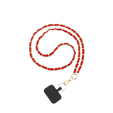 Necklace-Chaîne Cuir avec Pad Universel-1.2m-Red/Gold