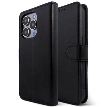 Etui iPhone 15 Pro Max Leather Wallet Noir