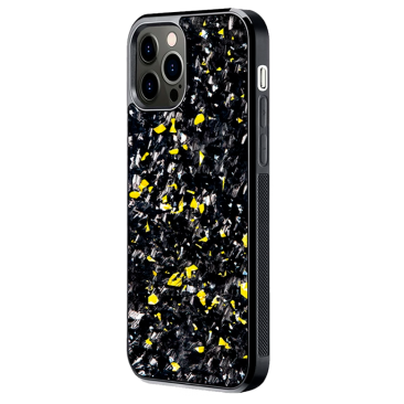 Coque iPhone 12 Pro Fibre De Carbone et Feuilles d'Or