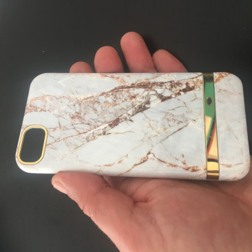 Coque iPhone XS Gold Marble Blanc