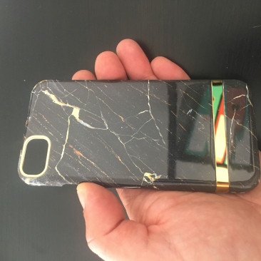 Coque iPhone XS Gold Marble Noir