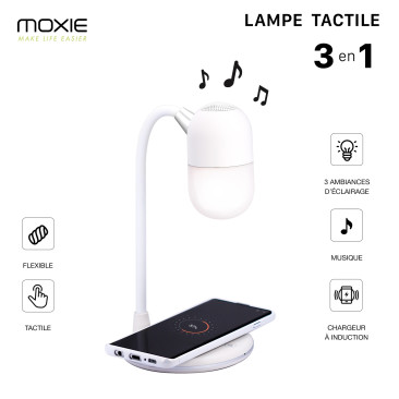 Lampe/Enceinte Bluetooth/Chargeur Induction Premium 5W -Blanc