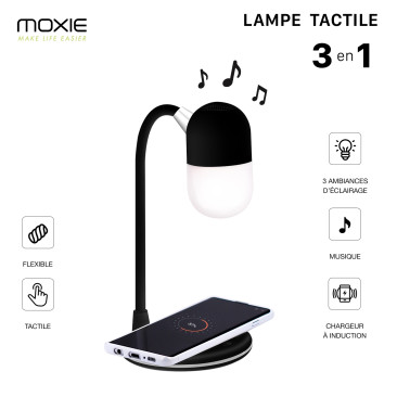 Lampe/Enceinte Bluetooth/Chargeur Induction Premium 5W -Noir