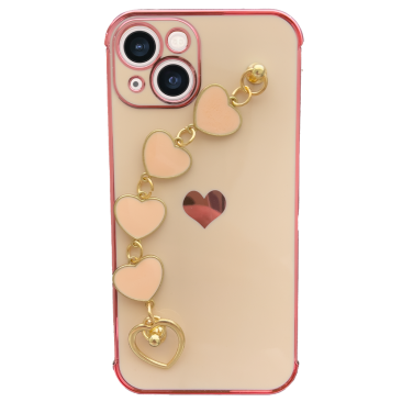 Coque iPhone 14 Luxury Hearts Handle Pink