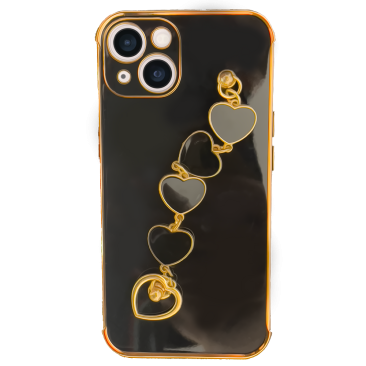 Coque iPhone 14 Luxury Hearts Handle Black