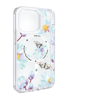 Coque iPhone 14 Pro Max Magsafe Flowers Sky Blue