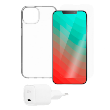 Pack Starter Set iPhone 13 Mini Coque Hybride + Verre Trempé + Chargeur 30W Fast Charge