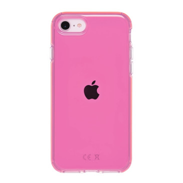 Coque iPhone SE 2022 Clear Hybrid Fluo Rose