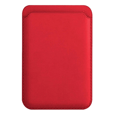 Porte Carte Cuir Compatible Magsafe-Rouge