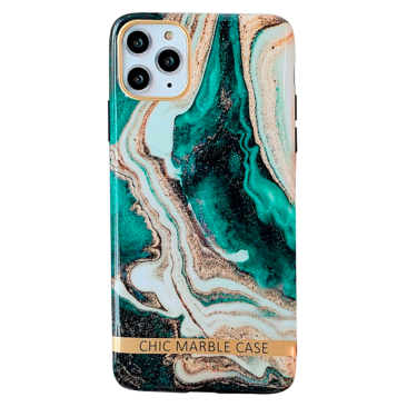Coque iPhone 12 Silicone Marble Vert
