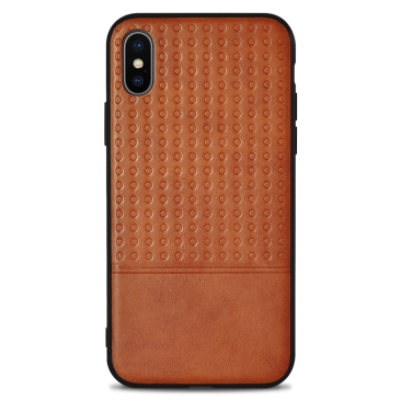 Coque iPhone XS Leather Style Marron